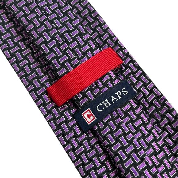 CHAPS Ralph Lauren Men's Purple Silk Patterned Tie - Picture 5 of 7
